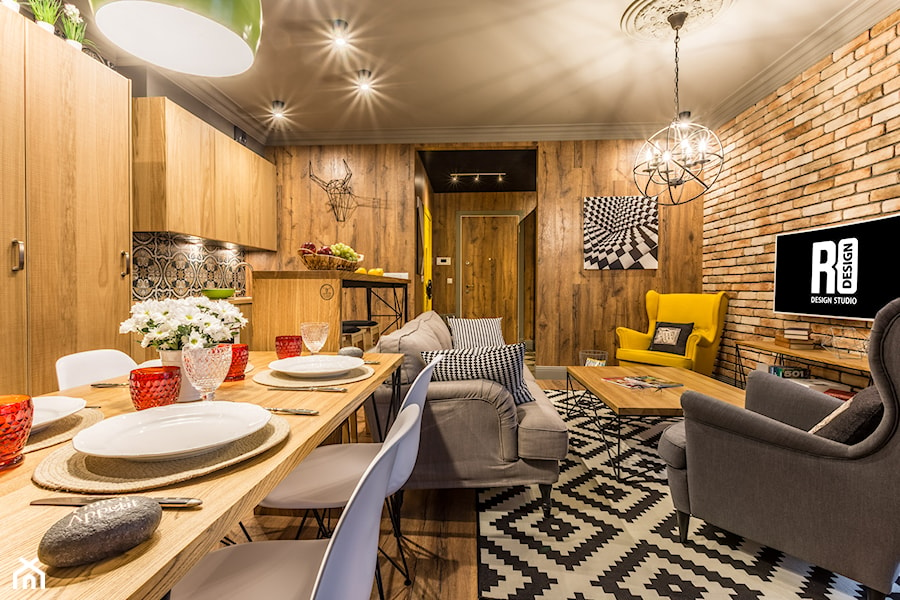 ArtEco - Średni szary salon z kuchnią z jadalnią, styl nowoczesny - zdjęcie od RB ARCHITECTS