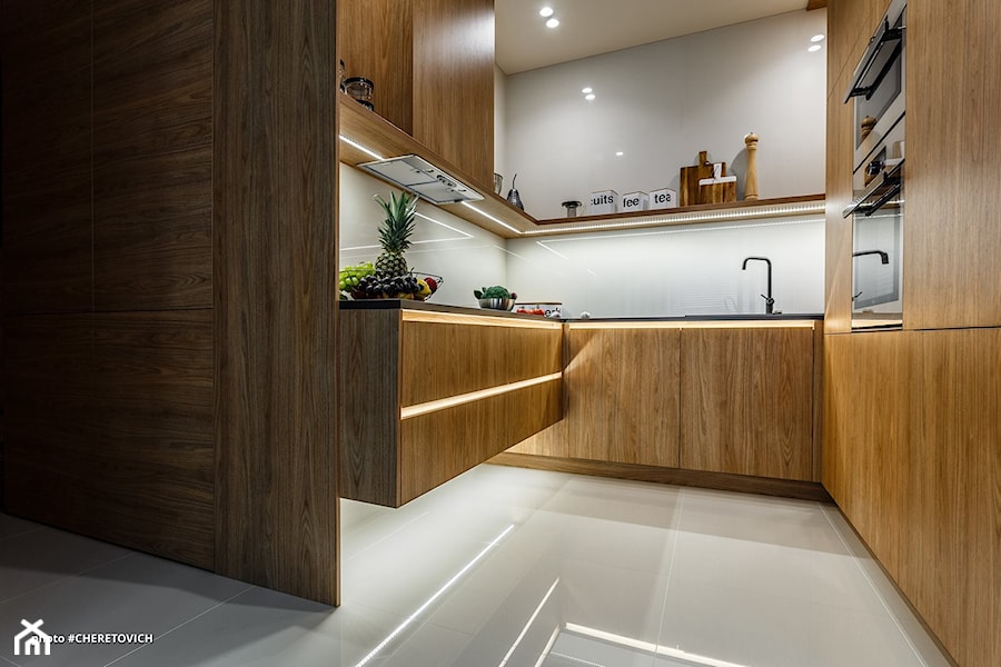Rezydencja ArtEco - Średnia otwarta szara z zabudowaną lodówką kuchnia w kształcie litery u, styl nowoczesny - zdjęcie od RB ARCHITECTS