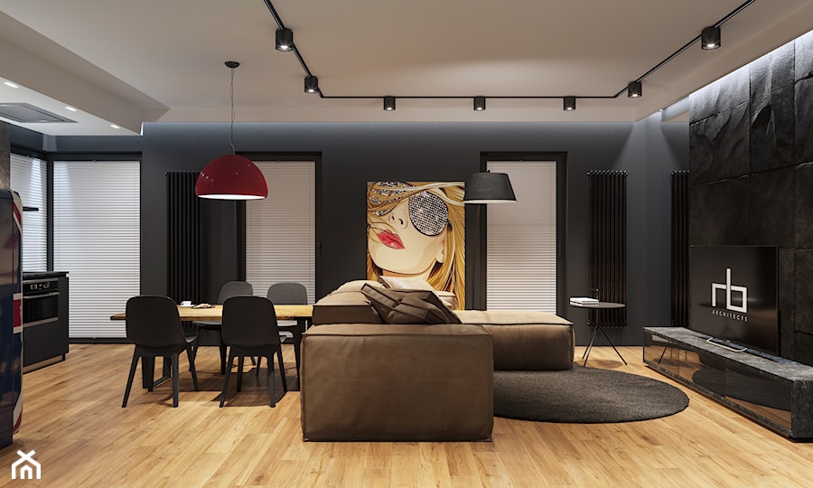 Nowoczesne mieszkanie dla młodego mężczyzny - Salon, styl nowoczesny - zdjęcie od RB ARCHITECTS