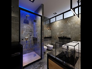 Rb_Architects Żoliborz Artystyczny - Duża na poddaszu łazienka z oknem, styl industrialny - zdjęcie od RB ARCHITECTS