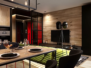 Rb_Architects Żoliborz Artystyczny - Średni salon z kuchnią z jadalnią, styl industrialny - zdjęcie od RB ARCHITECTS