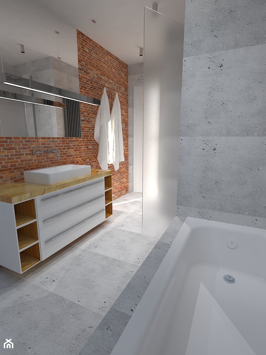 Łazienka_01 - Średnia na poddaszu bez okna łazienka, styl rustykalny - zdjęcie od Andrea Głowala Architektura&Wnętrza