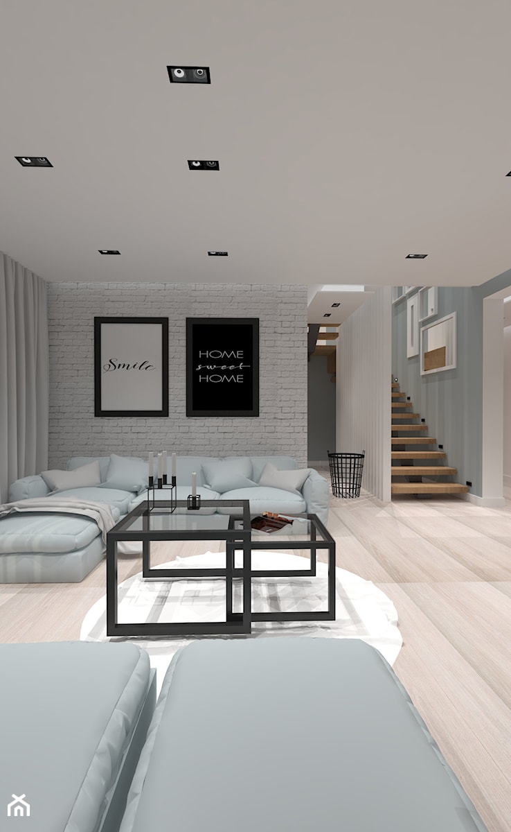 Dom pod Tychami - Średni biały salon, styl nowoczesny - zdjęcie od Andrea Głowala Architektura&Wnętrza