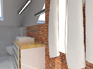 Łazienka_01 - Mała na poddaszu z lustrem łazienka z oknem, styl rustykalny - zdjęcie od Andrea Głowala Architektura&Wnętrza