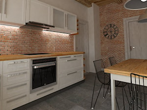Kuchnia_02 - Średnia z salonem biała z zabudowaną lodówką kuchnia w kształcie litery u, styl rustykalny - zdjęcie od Andrea Głowala Architektura&Wnętrza