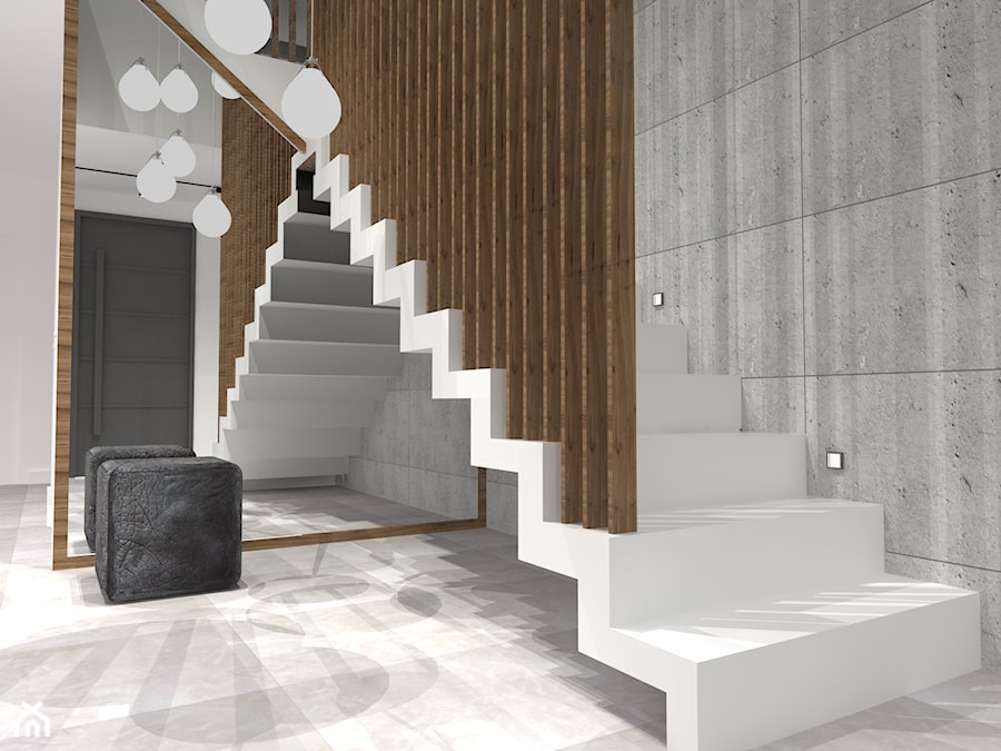 Dom w Świerklanach - Schody, styl nowoczesny - zdjęcie od Andrea Głowala Architektura&Wnętrza