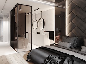 P_08_2017_TARNOWSKIE GÓRY - Średnia biała sypialnia z łazienką, styl nowoczesny - zdjęcie od KREOWNIA studio projektowe