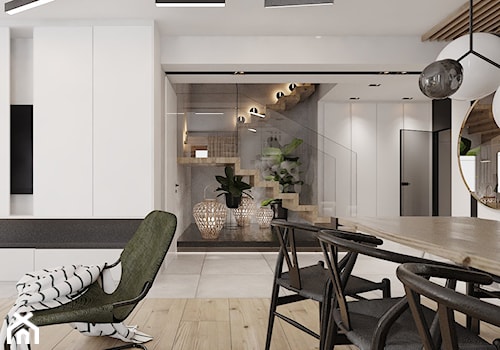 P_O2_2018_KOSZĘCIN - Duża biała jadalnia w salonie, styl nowoczesny - zdjęcie od KREOWNIA studio projektowe