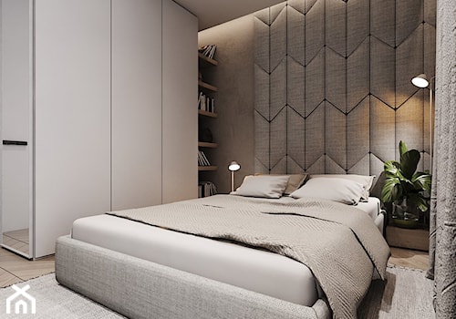 P_03_2018_KATOWICE - Średnia beżowa sypialnia, styl nowoczesny - zdjęcie od KREOWNIA studio projektowe