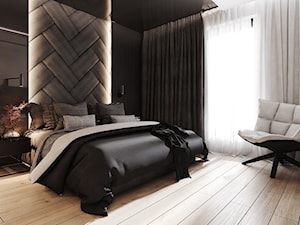 P_08_2017_TARNOWSKIE GÓRY - Średnia biała czarna sypialnia, styl nowoczesny - zdjęcie od KREOWNIA studio projektowe