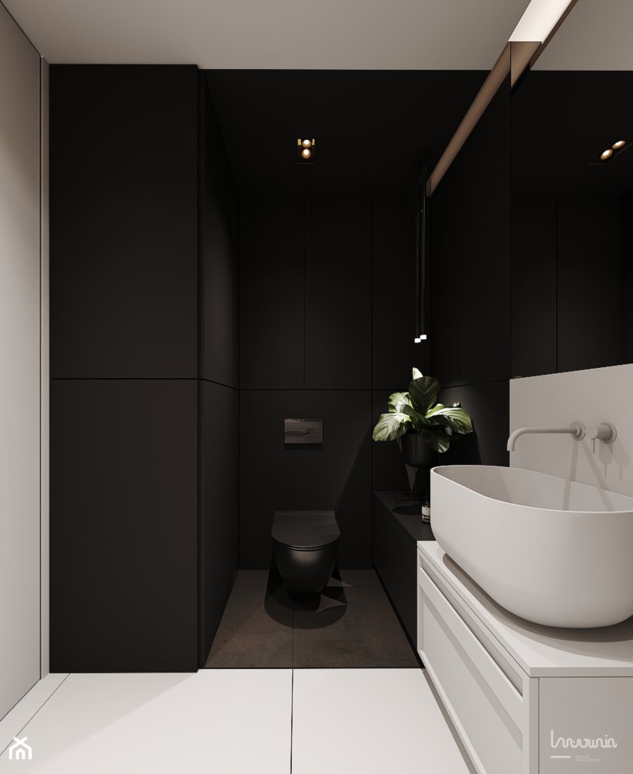 P_03_2018_KATOWICE - Średnia bez okna z punktowym oświetleniem łazienka, styl nowoczesny - zdjęcie od KREOWNIA studio projektowe