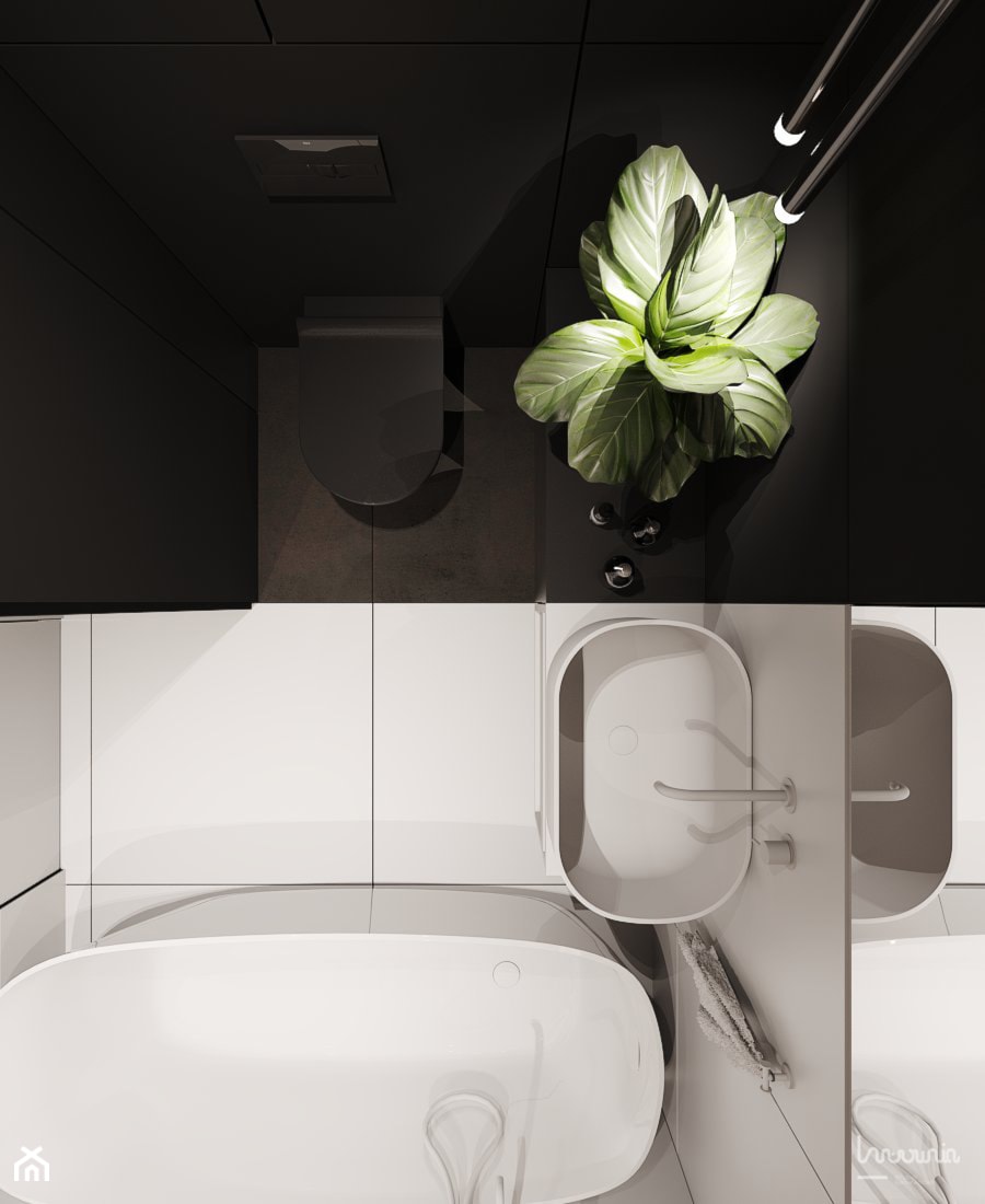 P_03_2018_KATOWICE - Mała bez okna z lustrem łazienka, styl nowoczesny - zdjęcie od KREOWNIA studio projektowe