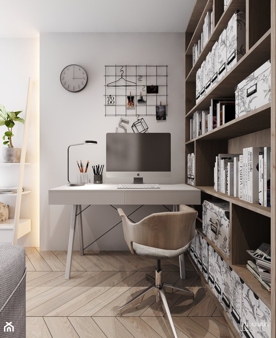 P_03_2018_KATOWICE - Małe z sofą białe biuro, styl nowoczesny - zdjęcie od KREOWNIA studio projektowe