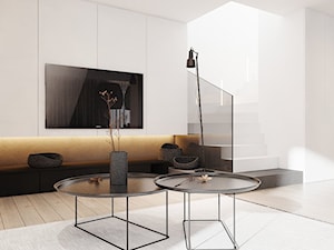 P_01_2018_POZNAŃ - Duży biały salon, styl minimalistyczny - zdjęcie od KREOWNIA studio projektowe