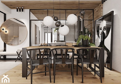 P_O2_2018_KOSZĘCIN - Średnia biała jadalnia jako osobne pomieszczenie, styl nowoczesny - zdjęcie od KREOWNIA studio projektowe