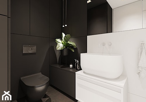 P_03_2018_KATOWICE - Średnia bez okna z punktowym oświetleniem łazienka, styl nowoczesny - zdjęcie od KREOWNIA studio projektowe