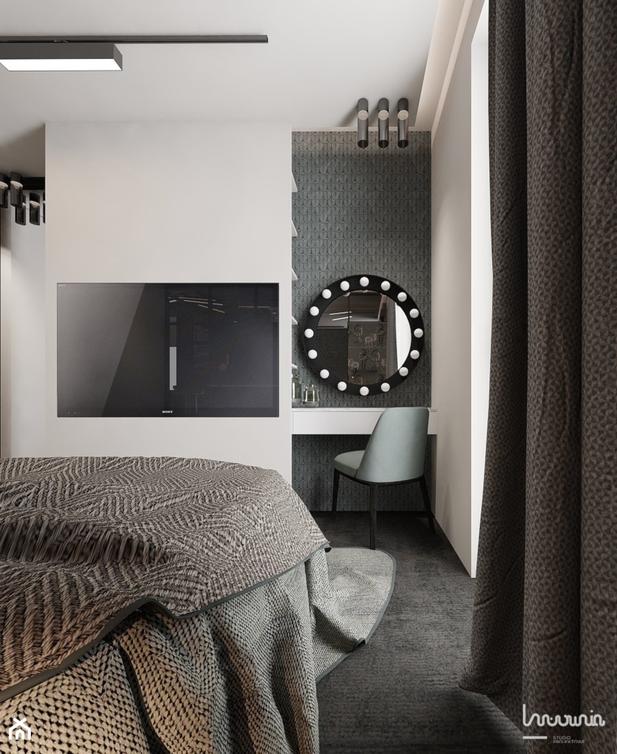 P_05_2018_TARNOWSKIE GÓRY - Średnia biała szara sypialnia, styl nowoczesny - zdjęcie od KREOWNIA studio projektowe