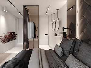 P_08_2017_TARNOWSKIE GÓRY - Mała biała sypialnia z łazienką, styl nowoczesny - zdjęcie od KREOWNIA studio projektowe