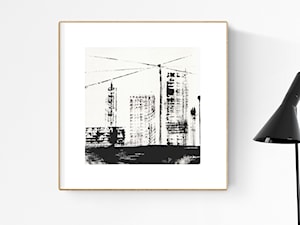 Obraz słup elektryczny, grafika industrialna, nowoczesna grafika czarno-biała, loft, styl urban, grafiki do salonu, grafika miasto - zdjęcie od KRYSTYNA SIWEK ART grafika i obrazy