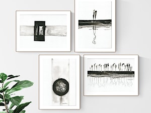 obrazy minimalizm, eleganckie, abstrakcja czarno-biała, obrazy do salonu, pomysł na szarą ścianę - zdjęcie od KRYSTYNA SIWEK ART grafika i obrazy