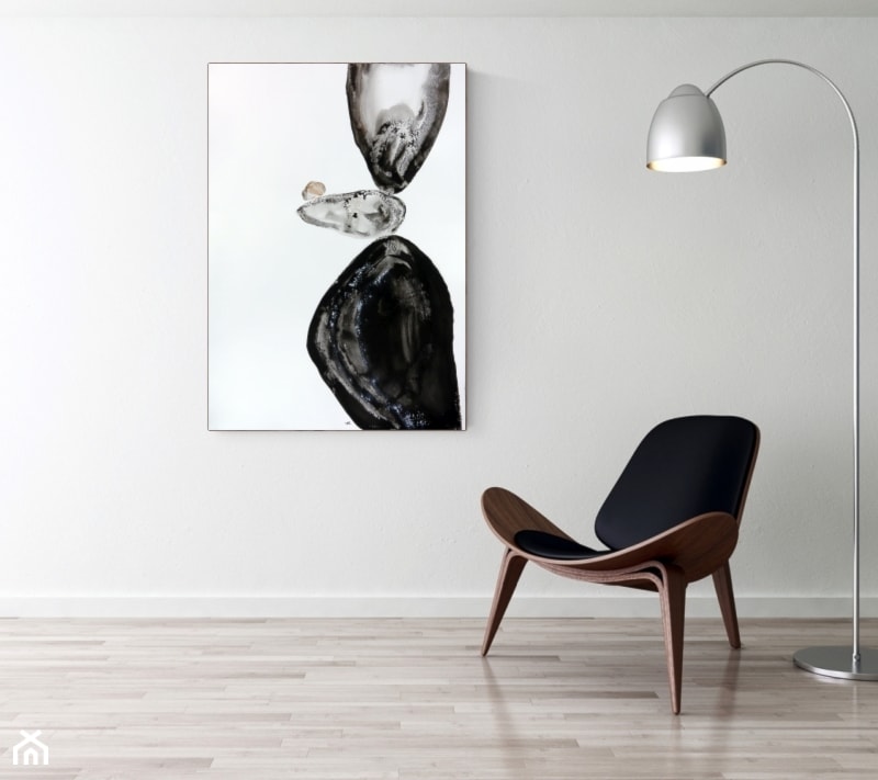 Obraz ręcznie malowany, duża abstrakcja, sztuka współczesna, cyklPoint of Balanc - Salon, styl minimalistyczny - zdjęcie od KRYSTYNA SIWEK ART grafika i obrazy