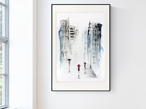 Deszczowa ulica, abstrakcja miasto, nowoczesny obraz do salonu - zdjęcie od KRYSTYNA SIWEK ART grafika i obrazy