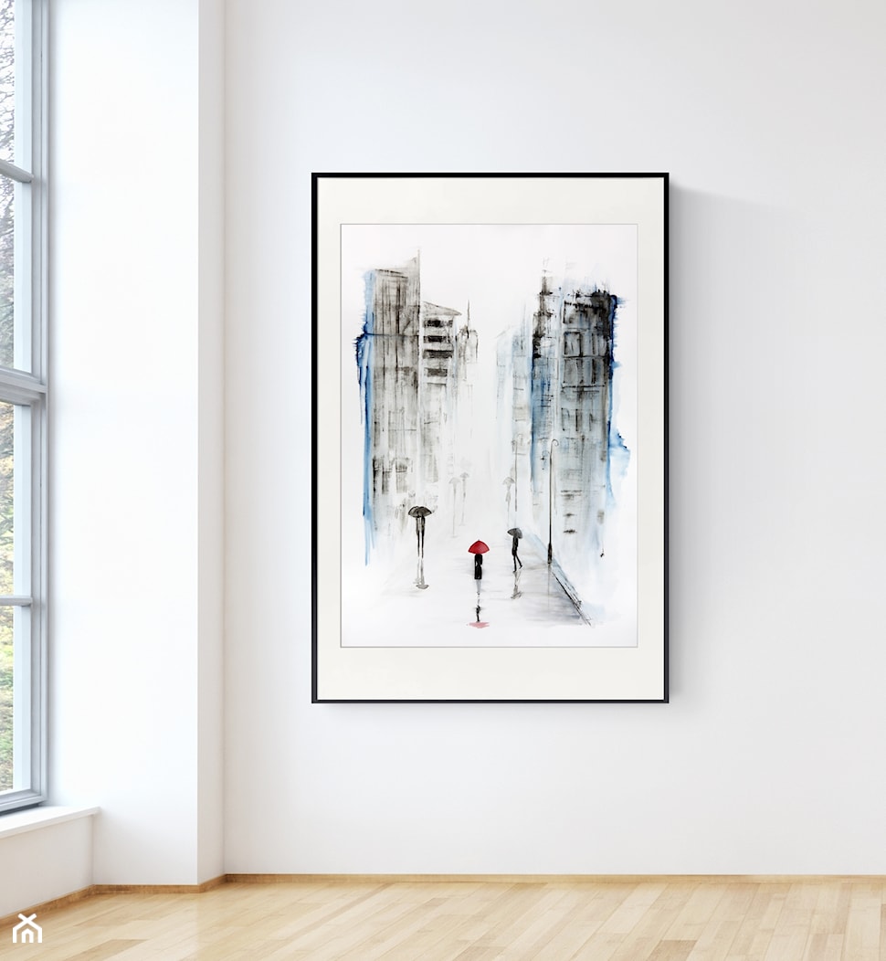 Deszczowa ulica, abstrakcja miasto, nowoczesny obraz do salonu - zdjęcie od KRYSTYNA SIWEK ART grafika i obrazy - Homebook