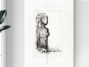 grafika akt, obraz abstrakcja kobieta - Sypialnia, styl minimalistyczny - zdjęcie od KRYSTYNA SIWEK ART grafika i obrazy