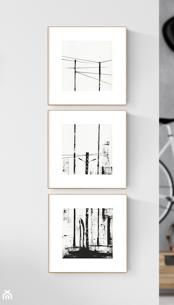 Obraz słup elektryczny, grafika industrialna, nowoczesna grafika czarno-biała, loft, styl urban, grafiki do salonu, grafika miasto - zdjęcie od KRYSTYNA SIWEK ART grafika i obrazy - Homebook