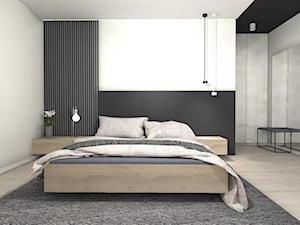 Sypialnia - Średnia biała czarna sypialnia, styl nowoczesny - zdjęcie od m3design