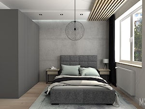 Mała sypialnia - Średnia biała szara sypialnia - zdjęcie od m3design