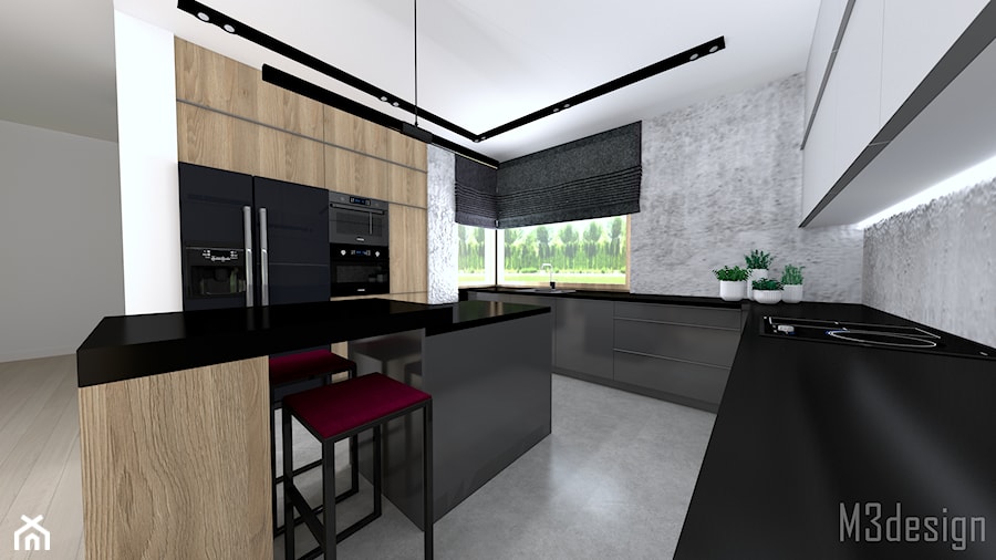 Kuchnia z salonem 45m - Kuchnia, styl nowoczesny - zdjęcie od m3design