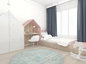 Pokój dziecka - Średni biały różowy pokój dziecka dla dziecka dla nastolatka dla dziewczynki, styl nowoczesny - zdjęcie od m3design
