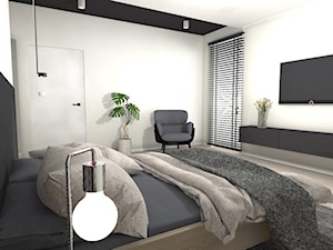 Sypialnia - Średnia biała czarna sypialnia z balkonem / tarasem, styl nowoczesny - zdjęcie od m3design