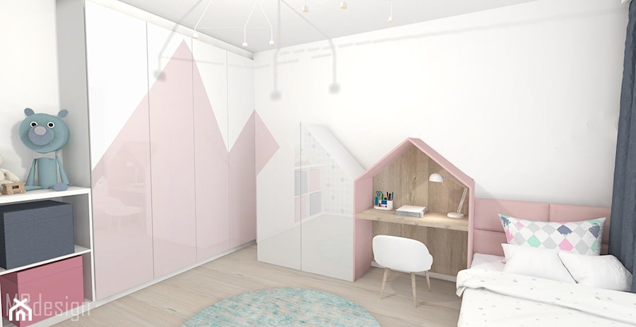 Pokój dziecka - Średni biały pokój dziecka dla dziecka dla dziewczynki, styl nowoczesny - zdjęcie od m3design