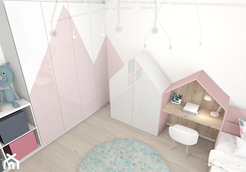 Pokój dziecka - Średni biały różowy pokój dziecka dla dziecka dla dziewczynki, styl nowoczesny - zdjęcie od m3design