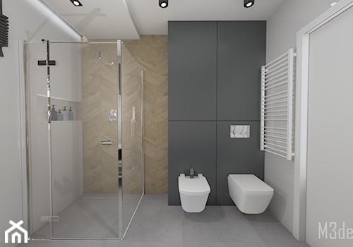 Projekt wnetrza łazienki w domu jednorodzinnym - Średnia z punktowym oświetleniem łazienka z oknem, styl nowoczesny - zdjęcie od m3design