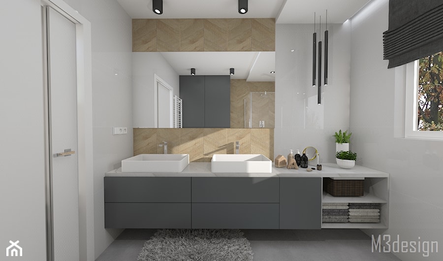 Projekt wnetrza łazienki w domu jednorodzinnym - Sypialnia, styl nowoczesny - zdjęcie od m3design