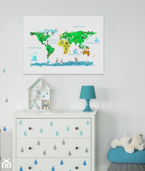 Obraz z mapą świata - zdjęcie od Artpasaz - Homebook
