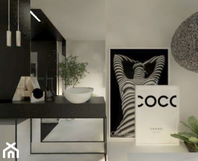 czarno biała łazienka z okrągła wanną - zdjęcie od Atelier 37 | architektura & projektowanie wnętrz
