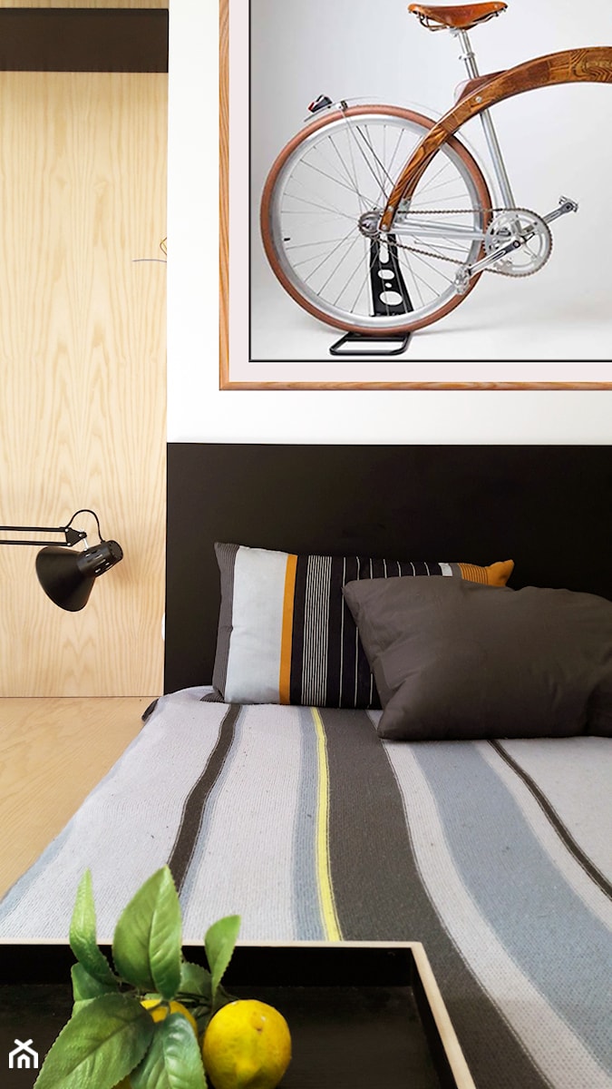 sypialnia z drewniany lozkiem - zdjęcie od Atelier 37 | architektura & projektowanie wnętrz