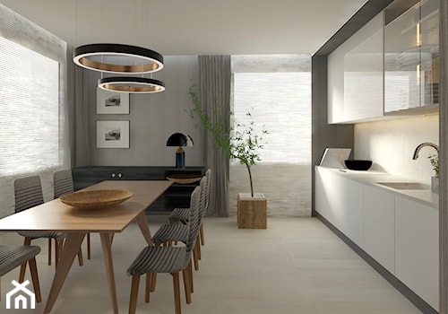 Jadalnia na 6 osób z nowoczesną kuchnią - zdjęcie od Atelier 37 | architektura & projektowanie wnętrz
