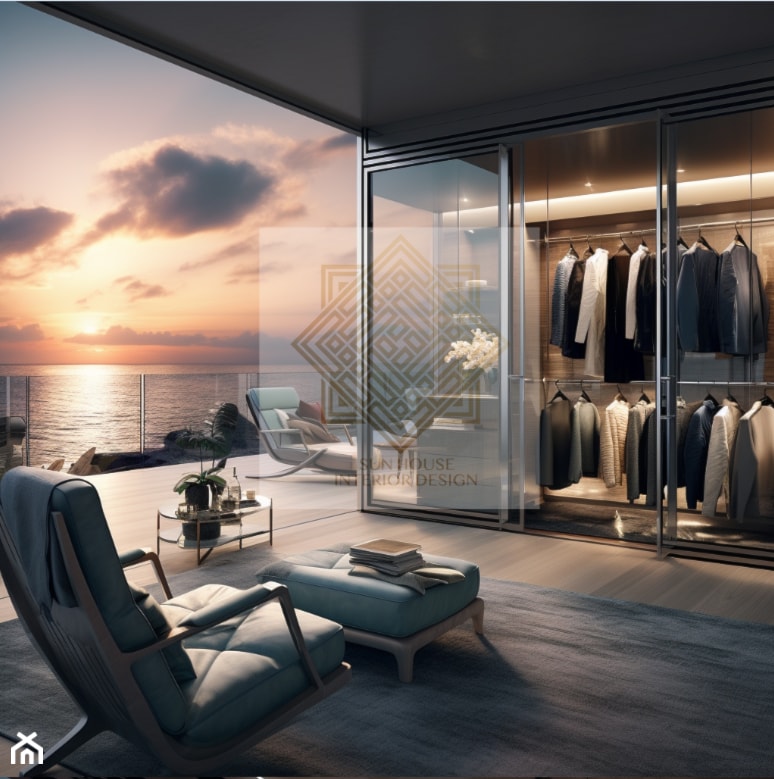 projekt nowoczesnej garderoby z widokiem na morze - zdjęcie od Aniela Zdanowicz Sun House Design