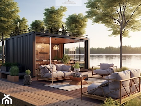 Aranżacje wnętrz - Taras: projekt kontenera mieszkalnego z widokiem na jezioro - Aniela Zdanowicz Sun House Design. Przeglądaj, dodawaj i zapisuj najlepsze zdjęcia, pomysły i inspiracje designerskie. W bazie mamy już prawie milion fotografii!