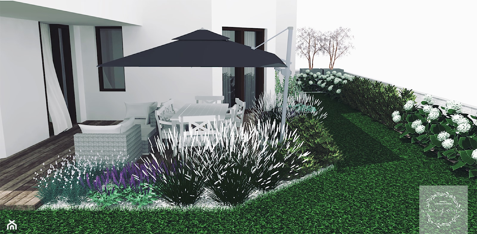 Ogród przy mieszkaniu - zdjęcie od Umajone - Pracownia Architektury Krajobrazu - Homebook