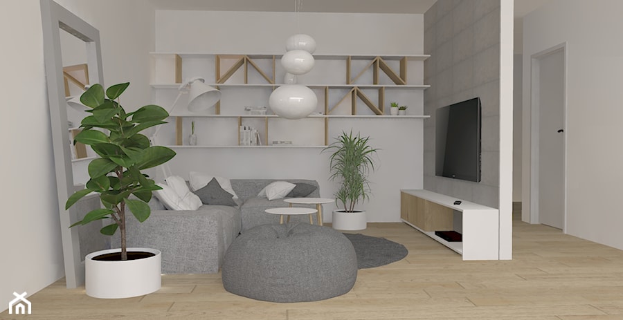 Mały biały salon, styl minimalistyczny - zdjęcie od PUFA STUDIO