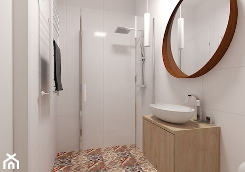 Mała łazienka z kolorowym patchwork - zdjęcie od PUFA STUDIO