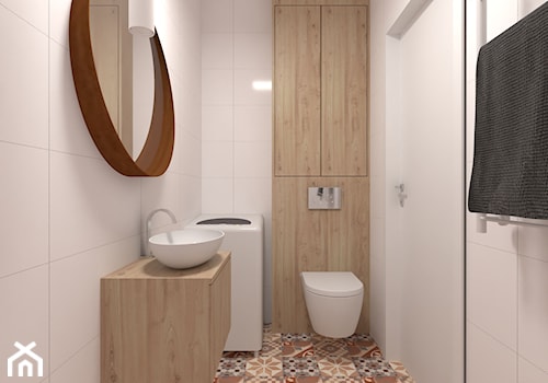 Mała łazienka z kolorowym patchwork - zdjęcie od PUFA STUDIO