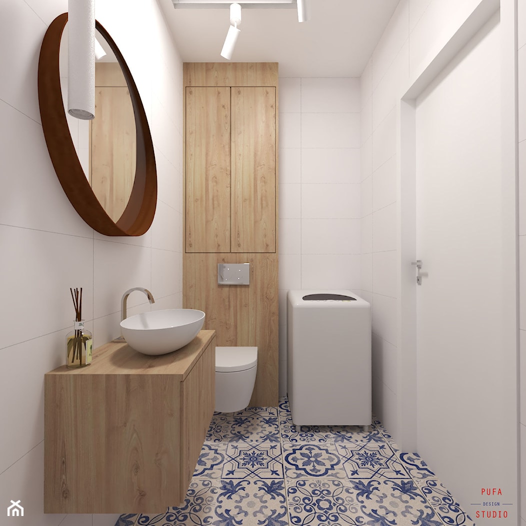 Mała łazienka z kolorowym patchwork - zdjęcie od PUFA STUDIO - Homebook