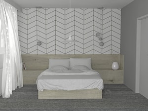 Dom jednorodzinnych w Wilczycach pod Wrocławiem - Średnia biała szara sypialnia, styl minimalistyczny - zdjęcie od PUFA STUDIO